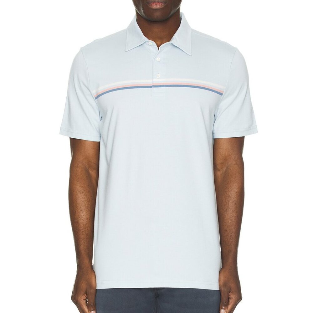 Faherty Movement Short-Sleeve Polo in Sky Port Stripe NWT